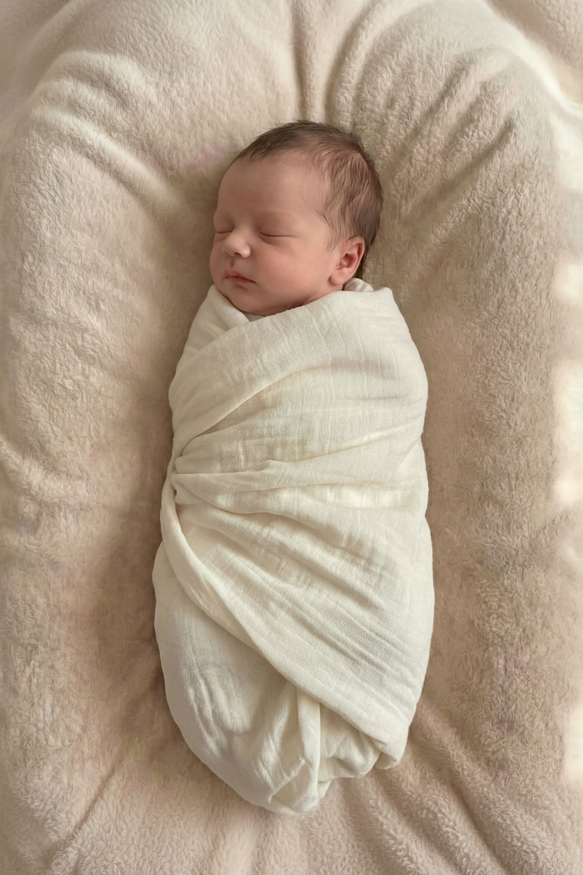 Photo de bébé emmailloté redimensionnée